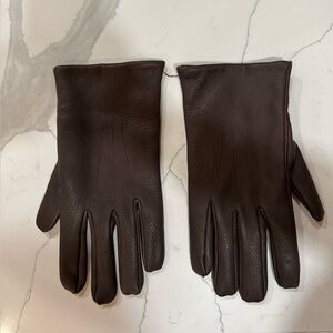 Kent Wang Elegant Brown Touchscreen Leather Gloves with 100% Cashmere Lining
